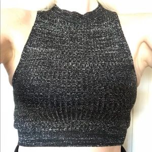 Sexy sweater crop top silver and black